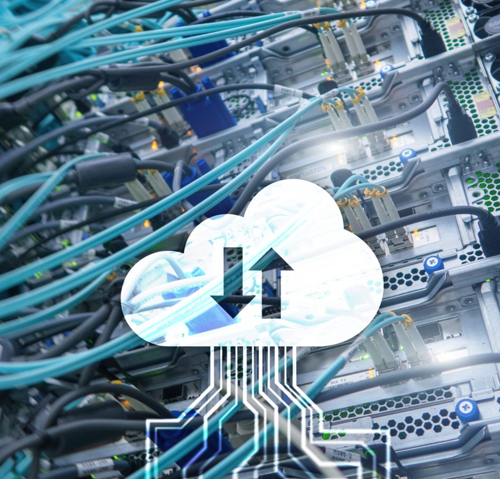 CLoud server and computing, data storage and processing. Internet and technology concept.